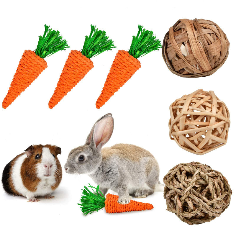 MORDEN MS Small Animal Activity Toy, 6 Pack Rat Rodent Chew Grass Ball Rolling Activity Toys Bunny Chewing & Gnawing Treats Toys for Guinea Pigs, Rabbits, Chinchilla, Hamsters - PawsPlanet Australia