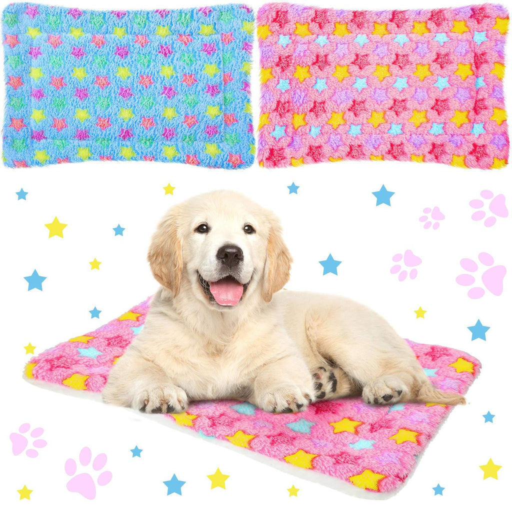 2 Pieces Plush Dog Bed Pet Cushion Washable Pet Bed Pad Liner Soft Dog Crate Mat Washable Pet Cushion Bed Liner for Dog Cat Rabbit Hamster, 20 Inch Pink, Green - PawsPlanet Australia