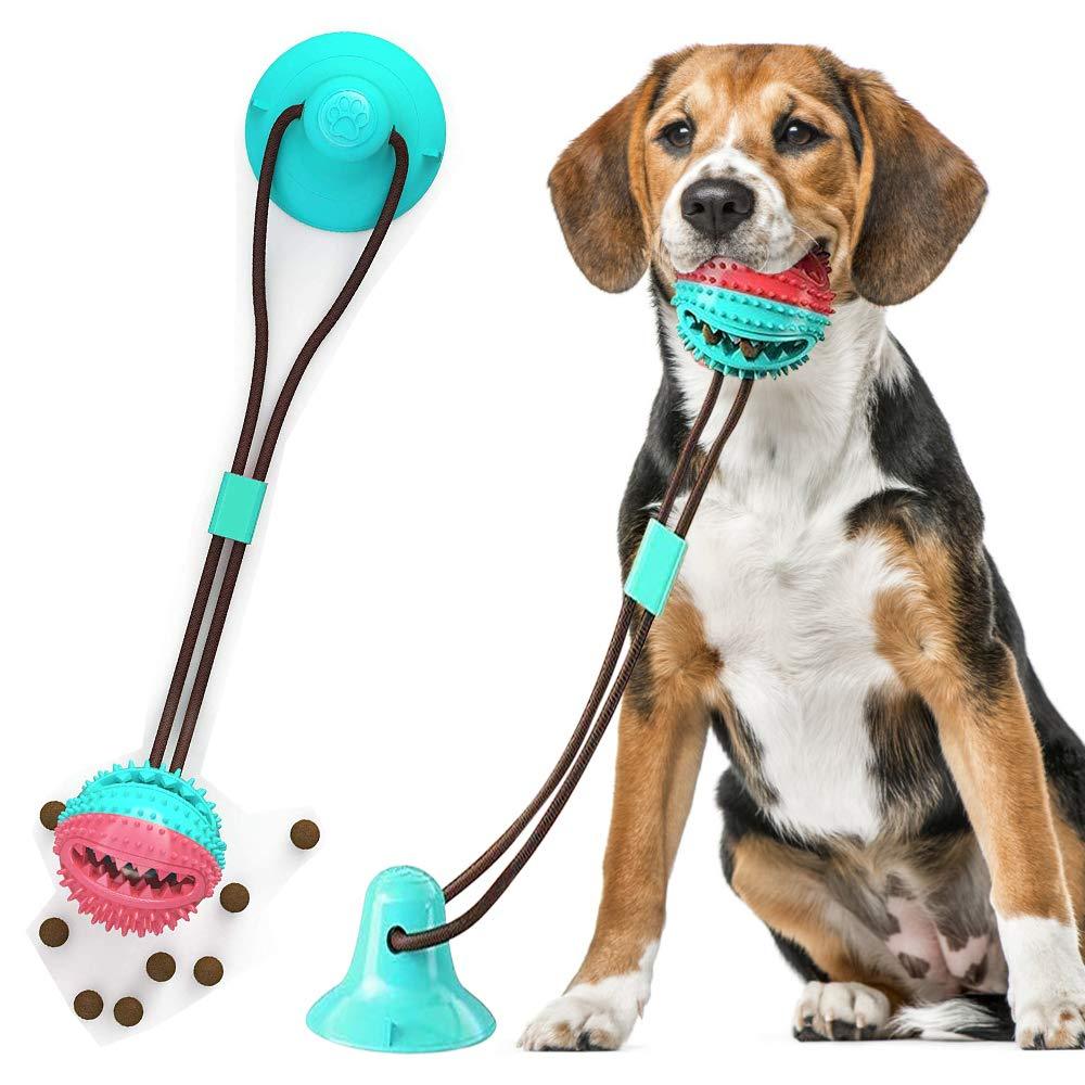 PLYFUNS Suction Cup Dog Toy, Self Playing Pet Molar Bite Toy with Chew Rubber Ball and Durable Rope Interactive Pet Tug Toy for Teeth Cleaning/Pulling - PawsPlanet Australia