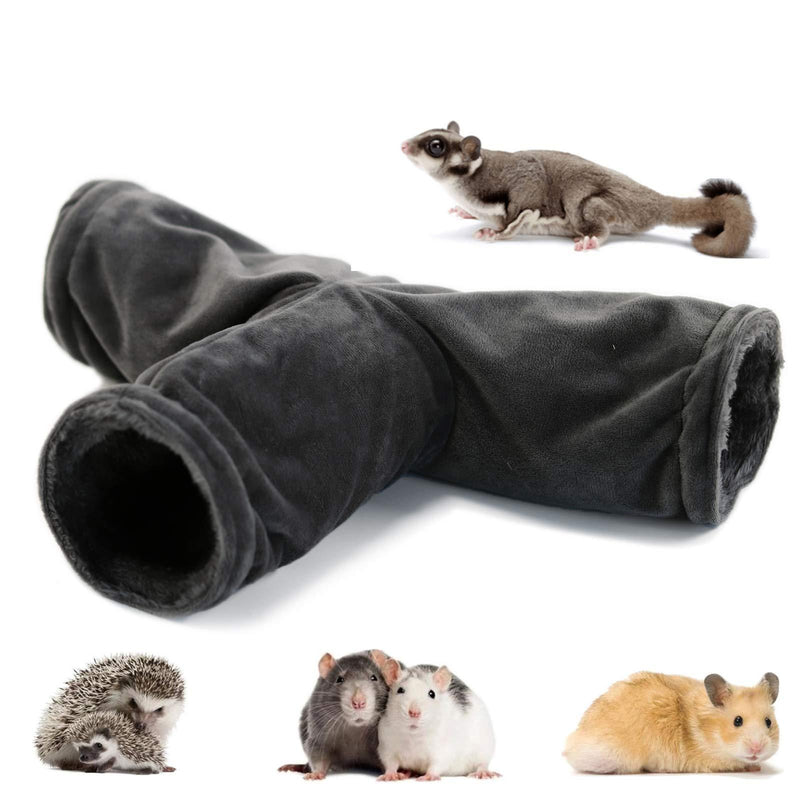 LeerKing Small Pet Play Tunnel Collapsible 3 Way Rats Toys Cage Accessories for Hamster Chinchillas Mice Rats Dark Gray - PawsPlanet Australia