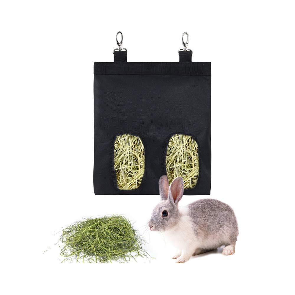 Guinea Pig hay Feeder Bag, Rabbit Bunny Hamster Chinchilla Feeder Holder Cage, Small Animal Hanging Food Storage, 600D Oxford Cloth Fabric Black - PawsPlanet Australia