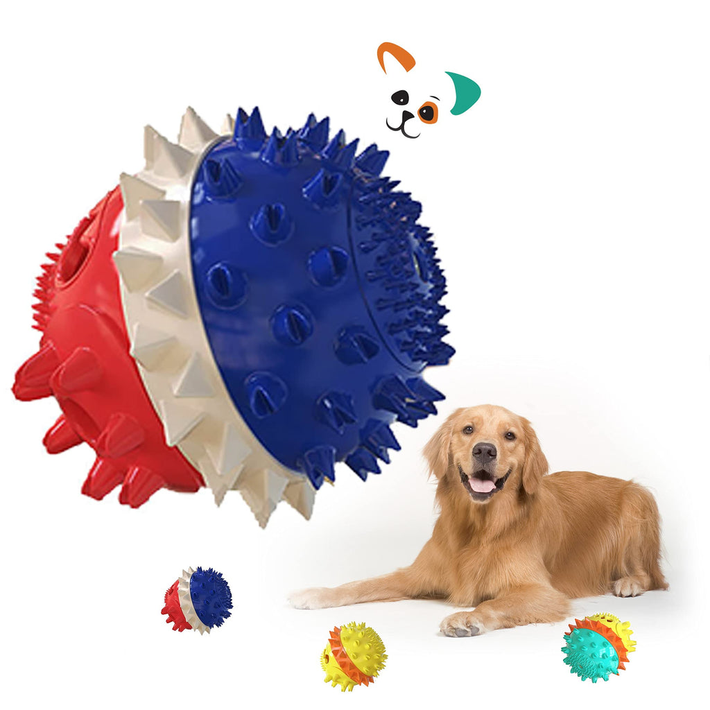 Minoody Dog Toys for Aggressive Chewers l Puppy Teething Chew Toys l Indestructible Dog Toys l Dog Treat Ball l Dog Squeaky Balls for Small, Medium, and Large Dogs l Rubber Fun Interactive Dog Chewer Red/Blue - PawsPlanet Australia