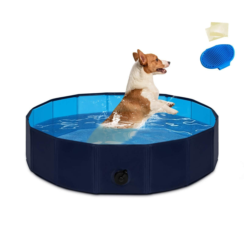 BOCCA Foldable Dog Pool - Hard Plastic Pet Bath Swimming Pool, Portable Kiddie Pool for Kids, Slip-Resistant Collapsible Bathing Tub, Outdoor Bathing Pool Tub for Large Small Dogs Cats M - 32" - PawsPlanet Australia