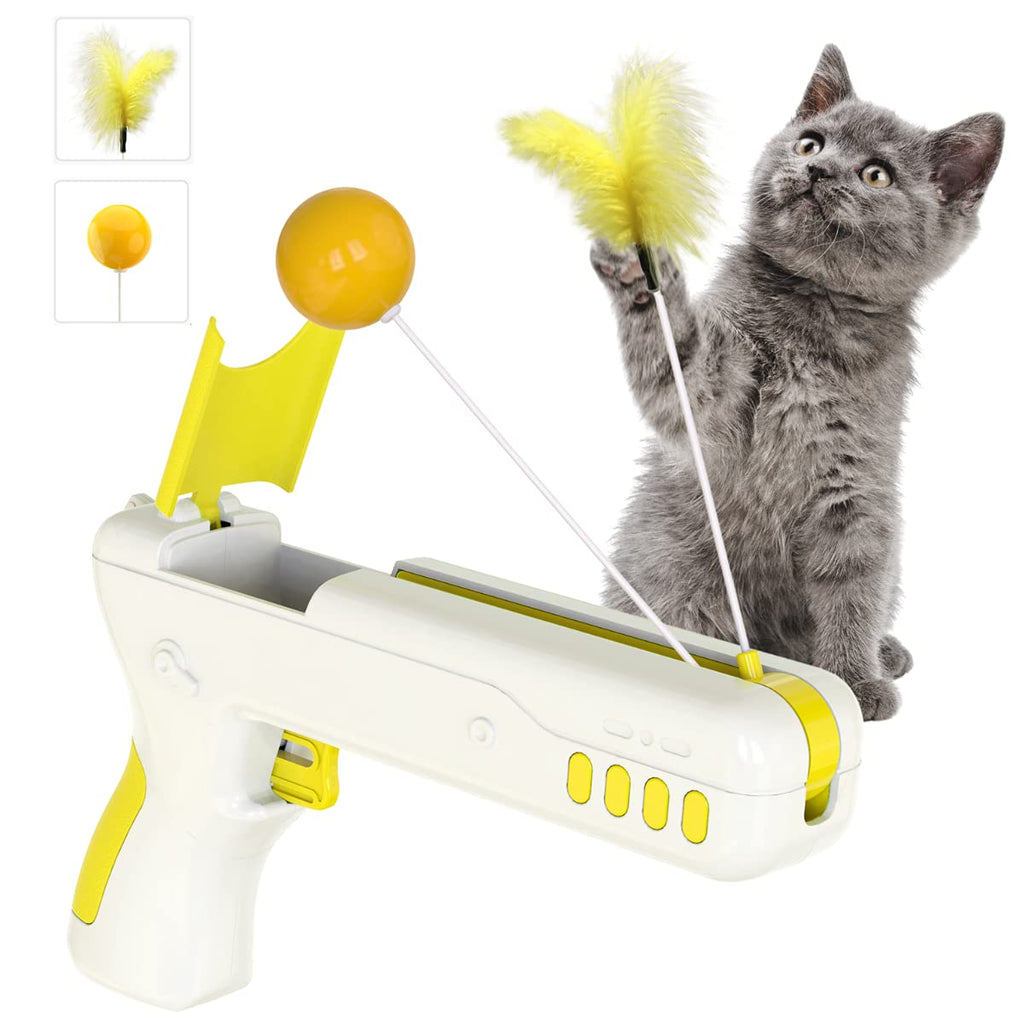 YWAOOH Interactive Cat Feather Toys, Teasing Cat Toys for Indoor Cats, Funny Kitten Toys with Replaceable Cat Ball and Cat Feather, The Latest Updated Cat Exercise Chasing Toy - PawsPlanet Australia