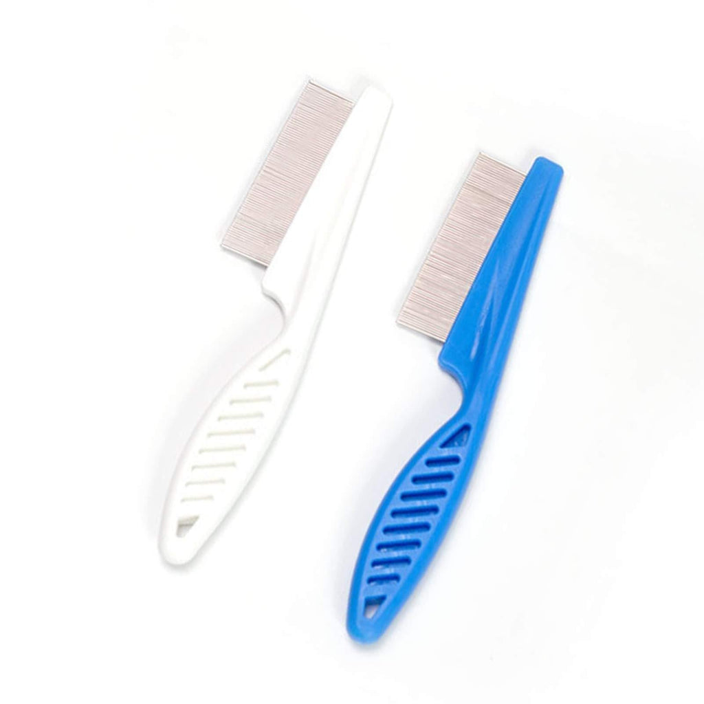 Pet Comb Dog and Cat Stainless Steel Grooming Comb (Blue+White) Blue+White - PawsPlanet Australia