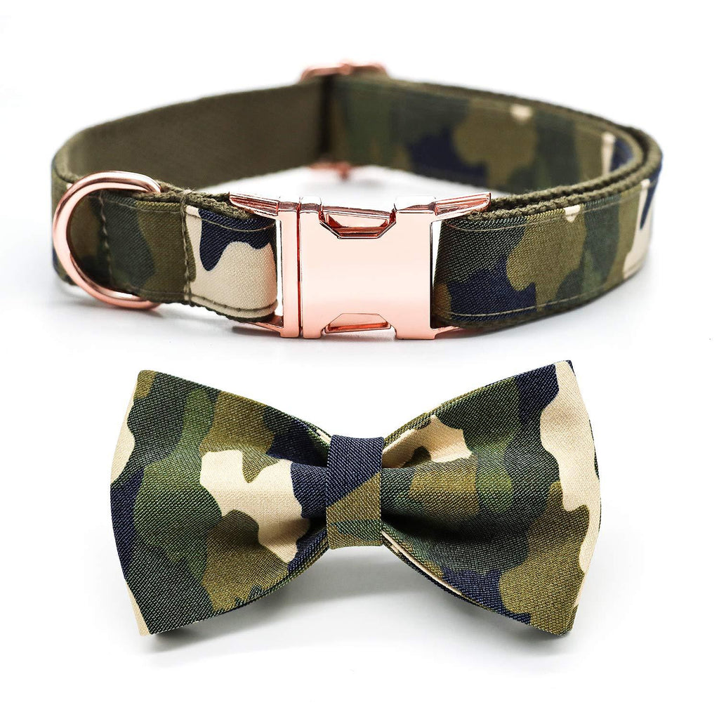 Camouflage Dog Collars Bowtie Soft Metal Buckle Heavy-Duty Bow Tie Attach to Collar for Small/Medium/Large Size Dogs and Cats,Camo (S) S - PawsPlanet Australia
