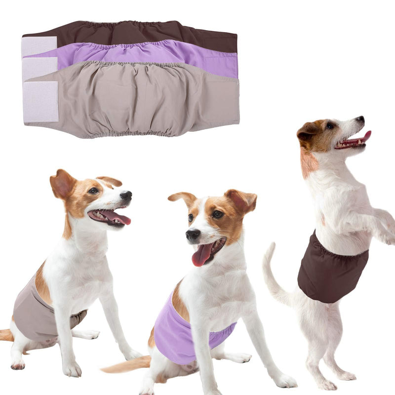 KOESON Washable Belly Bands for Male Dogs, 3 Pack Premium Reusable Puppy Diapers, High Absorbing Leak-Proof Dog Wraps for Marking and Excitable Urination X-Small Brown/Grey/Purple - PawsPlanet Australia