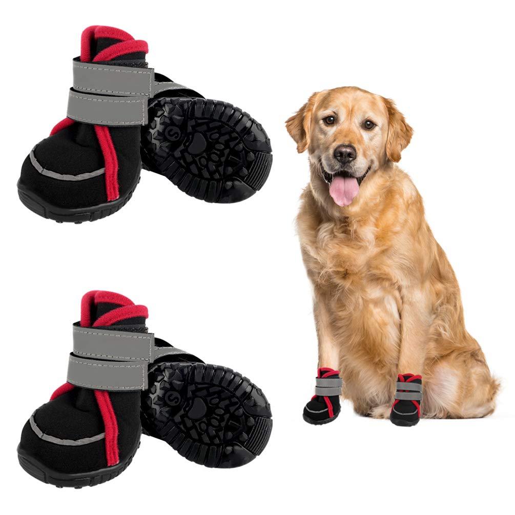 Etdane Non-Slip Dog Boots, Waterproof Pet Shoes for Small to Large Dog Puppy, Runing Hiking Paw Protectors with Reflective Strip, for Winter Summer Snow Hot Pavement Hardwood Floor XX-Small Black - PawsPlanet Australia