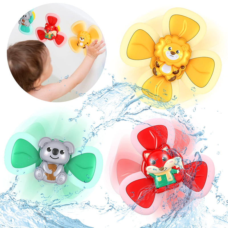 Lotiang 3 Pack Suction Cup Spinning Top Toy for Toddlers Kids Boys Girls, Animal Suction Cup Toys, Birthday Party Supplies, Baby Summer Novelty Bath Toys - PawsPlanet Australia