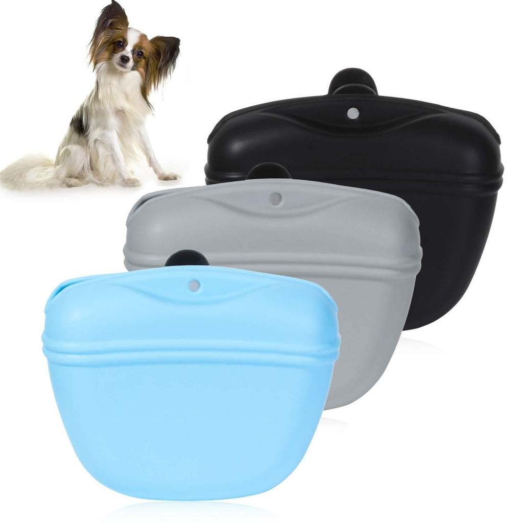 skonhed 3Pcs Silicone Dog Treat Pouch Training Pet Puppy Bag Pocket Snack Treat Food Holder with Clip for Belt for Dog Walk 3 Colors - PawsPlanet Australia