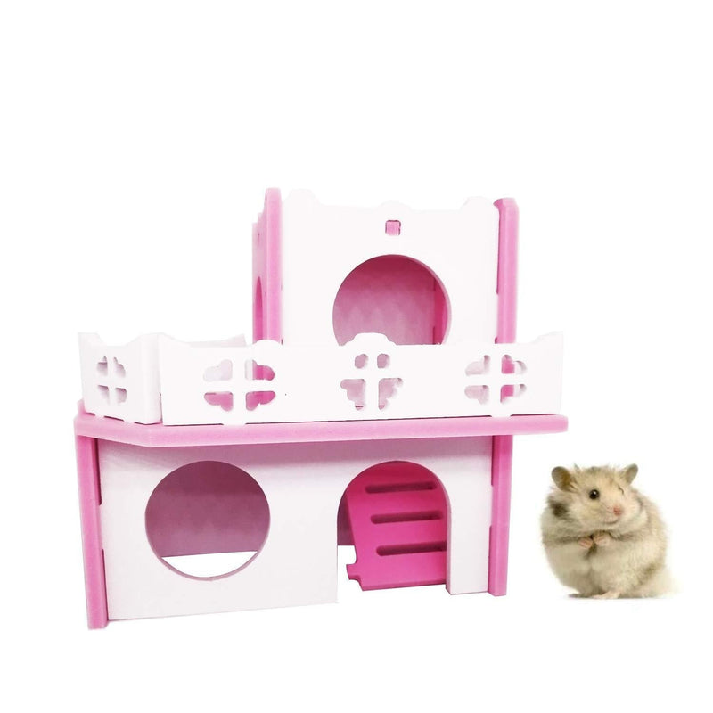 YUEKUA Small Pet Hide Wooden Houses - Two Story Colored Wooden Houses for Hamsters, mice, Gerbils, and Small Animal Pets. A Hiding Toy can be chewed Non-Toxic style-04 - PawsPlanet Australia