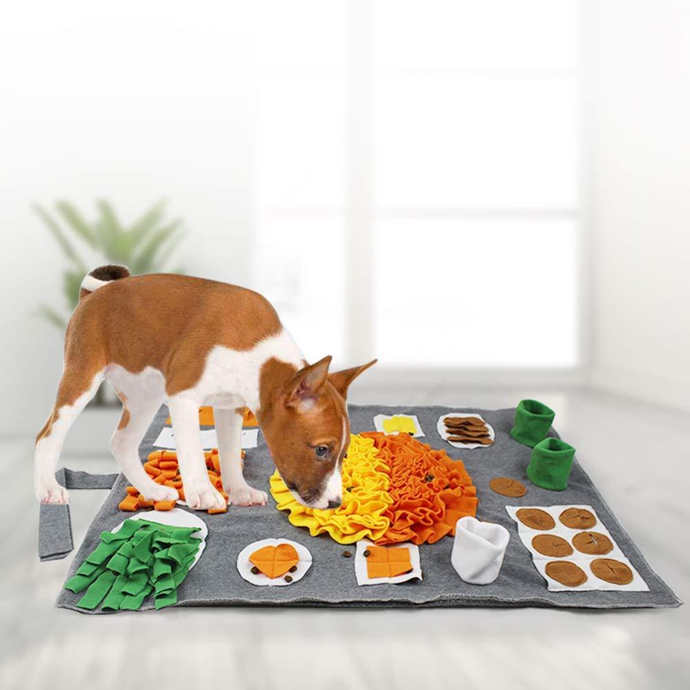 TEEWAL Dog Snuffle Mat, Dog Feeding Mat, Small or Large Dog Training Pad, Pet Nose Work Blanket, Non Slip Pet Activity Mat for Foraging Skill, Stress Release Orange - PawsPlanet Australia