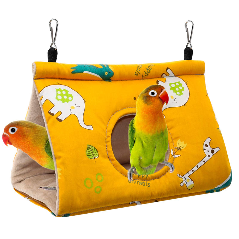 Rypet Winter Warm Bird Nest House - Hanging Hammock Velvet Shed Hut Cage Plush Fluffy Birds Hideaway Sleeping Bed Fuzzy for Parrot Parakeet Cockatiels Budgies Lovebird African Grey Small (Pack of 1) Yellow - PawsPlanet Australia