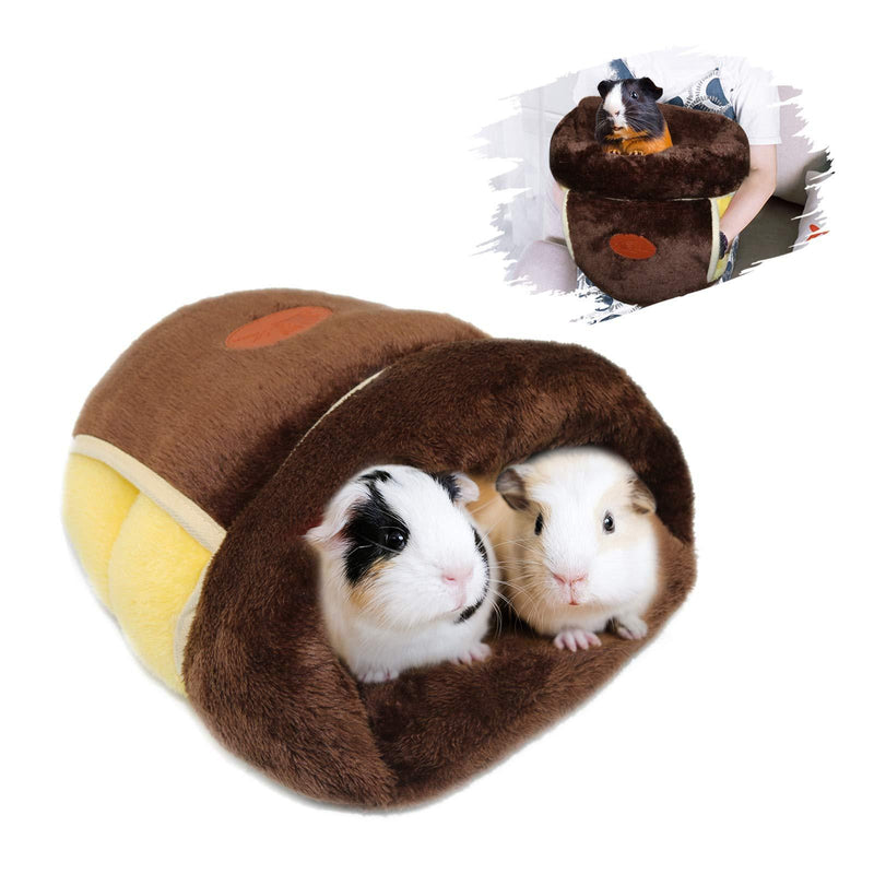YUEPET Guinea Pig Bed Cuddle Cave Warm Fleece Cozy House Bedding Sleeping Cushion Cage Nest for Small Animal Squirrel Chinchilla Hedgehog Cage Accessories Brown - PawsPlanet Australia