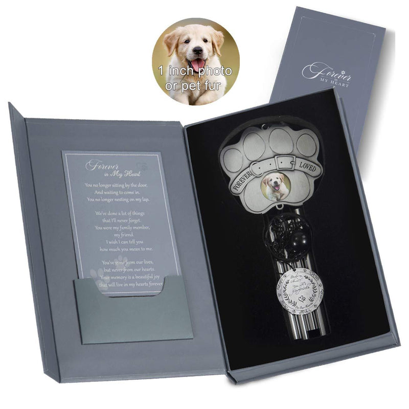 YOUIN Pet Memorial Wind Chime 19" with Photo Frame Gift Box Sympathy Poem - Metal Pet Thoughtful Remembrance Gift to Honor and Remember, for Loss of Pet Dog/Cat Gift, Garden Home Yard Hanging Decor - PawsPlanet Australia