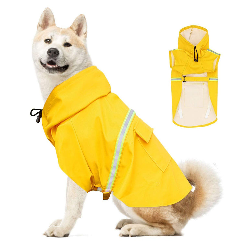 WEWESGAO Dog Raincoats for Large Dogs, Waterproof Reflective Doggie Rain Coat Adjustable Dog Jacket with Harness Hole for Medium, Large Dogs 2XL (Back Length 17.7") - PawsPlanet Australia