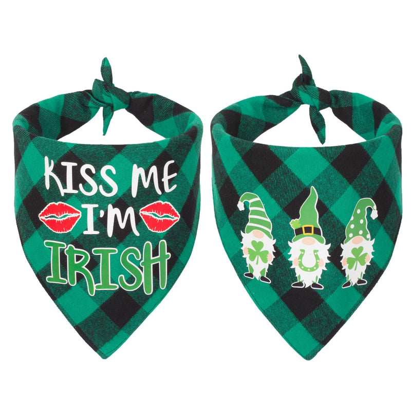 St. Patrick's Day Dog Bandana Buffalo Plaid Triangle Bibs Scarf for Small Medium Large Dogs (Style 1) Style 1 - PawsPlanet Australia