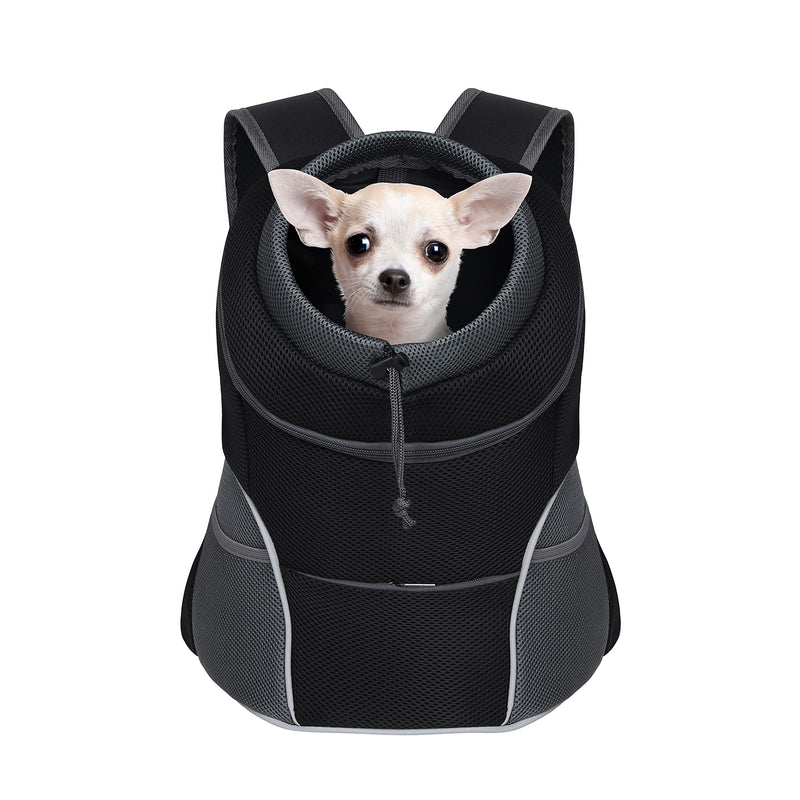 YUDODO Dog Carrier Backpack Pet Dog Carrier Front Pack Breathable Head Out Reflective Safe Doggie Carrier Backpack for Small Medium Dogs Cats Rabbits Medium (Pack of 1) A-Black - PawsPlanet Australia