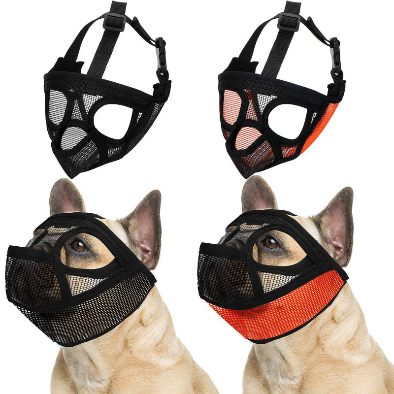 Weewooday 2 Pieces Short Snout Dog Muzzle Mesh Mask Bulldog Muzzle with Tongue Out Design Adjustable Breathable Mesh Bulldog Muzzle Barking Biting Chewing Training for Small Dog - PawsPlanet Australia