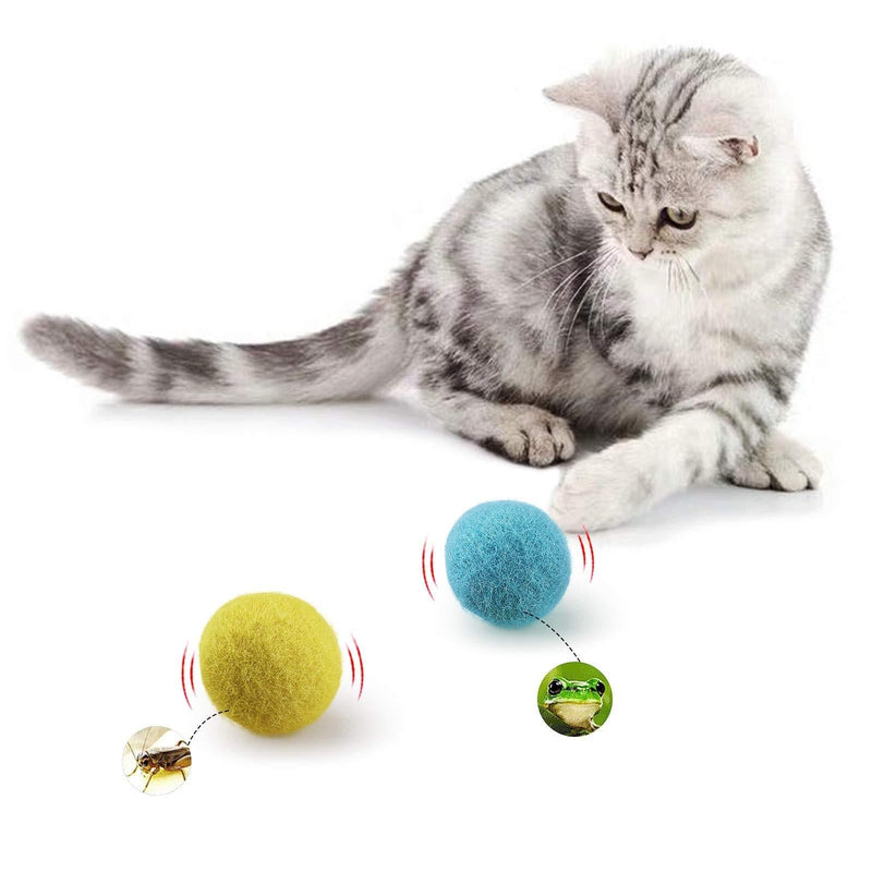 PAKESI Cat Toy Ball, 2PACK, Upgraded Version of Bite Resistant Wool Material, Including Frog, Cricket, Two Kinds of Calls for Cat Wool Ball, Built-in Catnip - PawsPlanet Australia