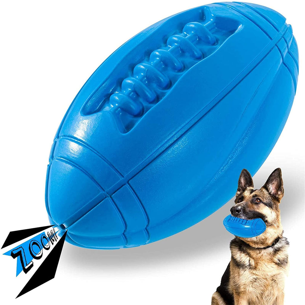 Durable Dog Toys for Aggressive Chewers Large Breed, Kseroo Dog Squeaky Toys for Large Medium Aggressive Chewers Dog Chew Toys, Football Rubber Tough Dog Toy Safe Puppy Teething Chew Toy Birthday Gift Blue - PawsPlanet Australia