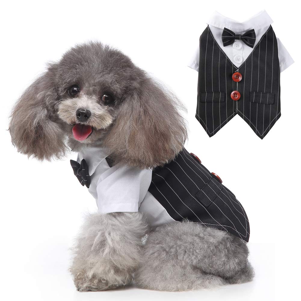 EMUST Dog Shirt, Classic Striped Puppy Clothes, Comfortable Dog Clothes for Small Medium Dogs, Stylish Breathable Pet Apparel, S Black strip Small Dog-S - PawsPlanet Australia