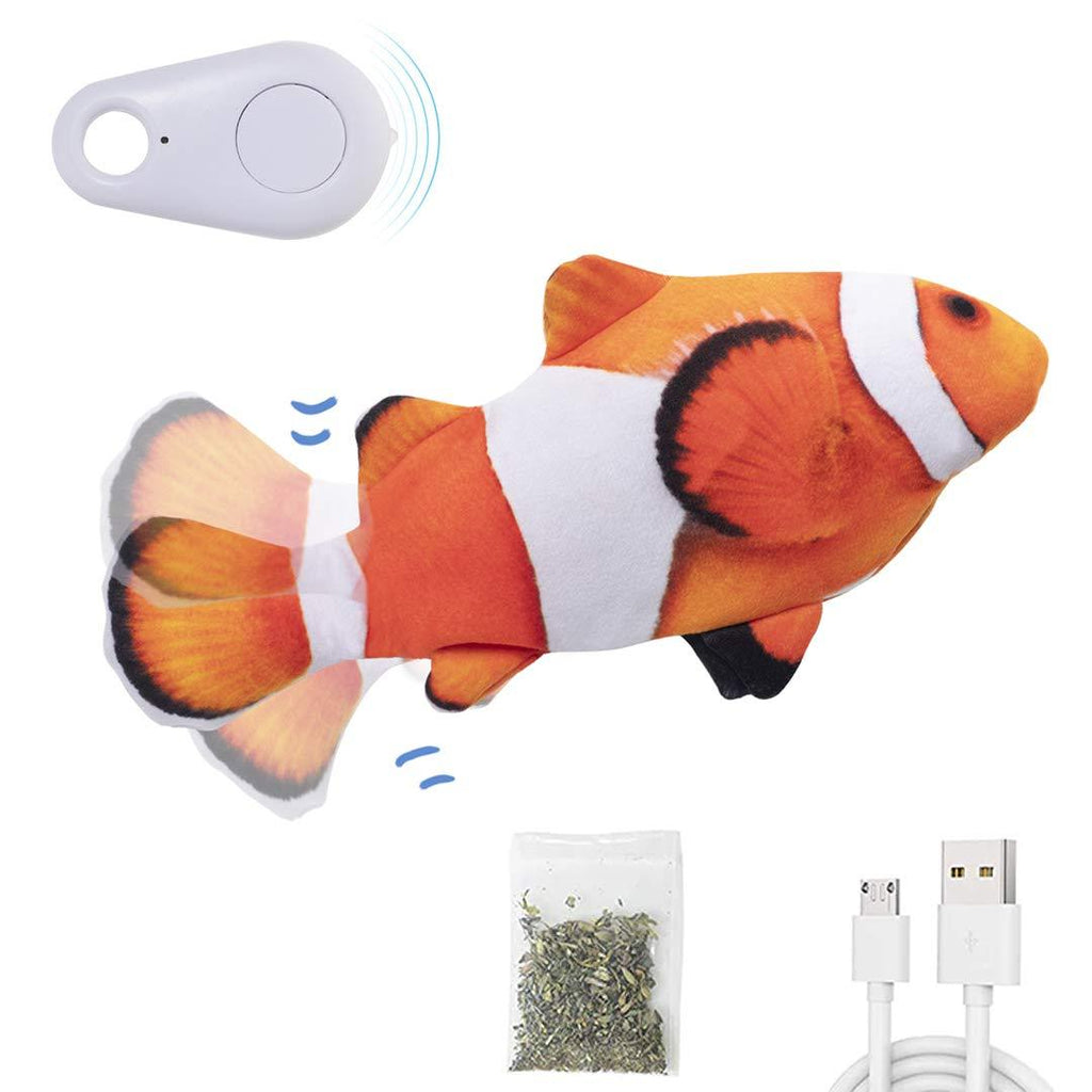 Potaroma 2021 Upgraded Floppy Fish Toy with Remote, Realistic Moving Flopping Fish, Cat Kicker Wiggle Fish Catnip Toys, Motion Kitten Toy, Interactive Cat Toys for Cat Exercise Clownfish - PawsPlanet Australia