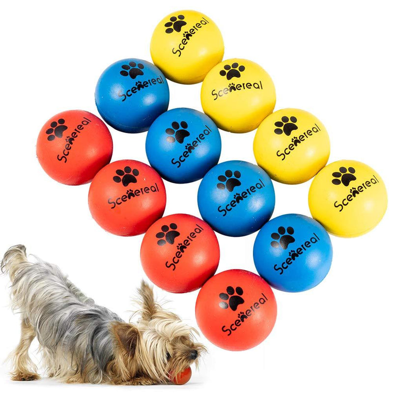 SCENEREAL 12 PCS Rubber Balls for Dogs Dog Training Ball Chew Resistant Dog Ball Sets Dog Ball for Water 1.77 inch High Bounce Floating on Water Dog Ball for Small Medium Dogs - PawsPlanet Australia