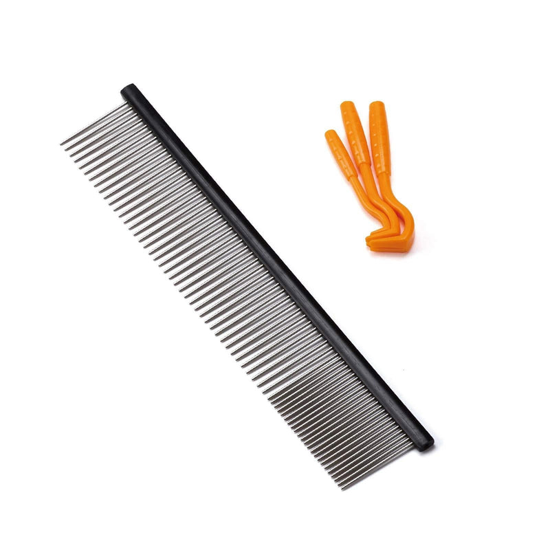 Pet Steel Comb for Dogs & Cats Anti-Corrosion Grooming Combs Dematting Tool Medium Black - PawsPlanet Australia