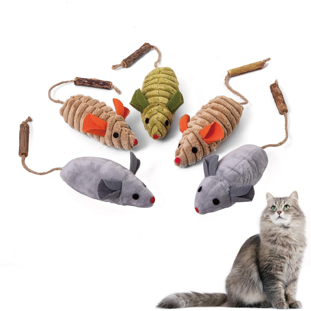 PEEKAB 5Pcs Catnip Toy Plush Cat Chew Interactive Toys Cat Mice & Animals Toys for Indoor Cats and Kittens Over 6 Months Old multicolor 5Pcs Mice - PawsPlanet Australia