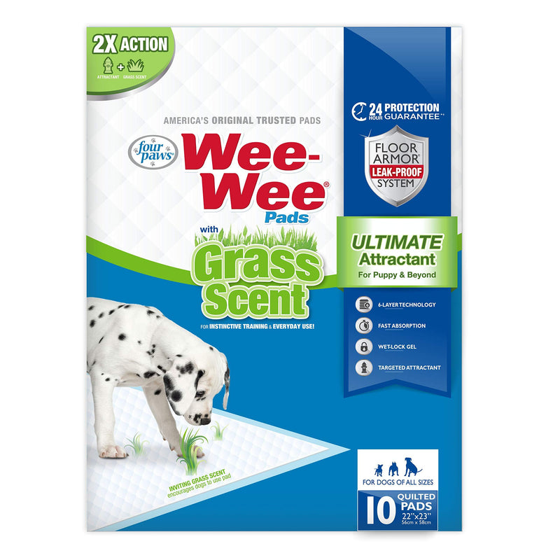 Four Paws Wee-Wee Grass Scented Puppy Pad 10 Count - PawsPlanet Australia
