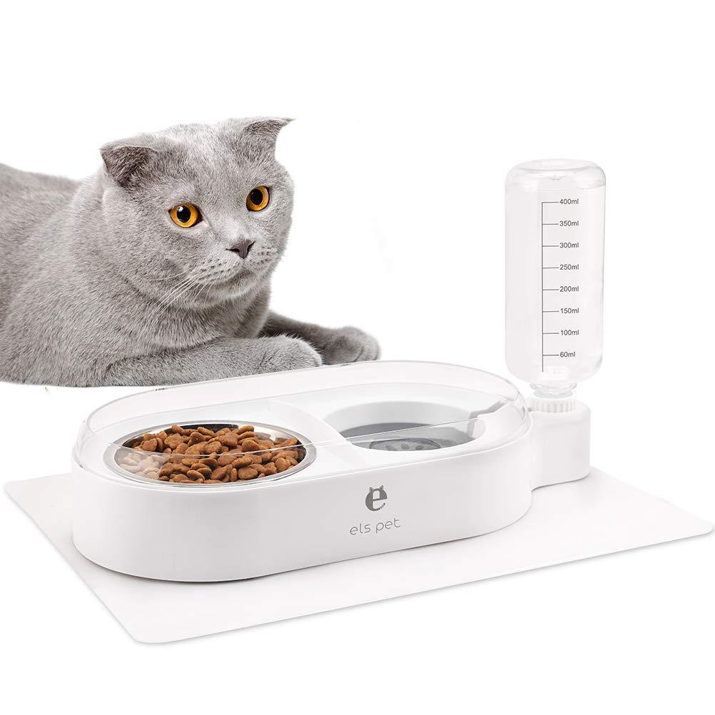 BINGPET Food and Water Bowl - Pet Bowl for Cats and Small Dogs, Detachable Food Bowl, Automatic Water Dispenser, No Spill and Nonslip Feeder with Silicone Food Mat - PawsPlanet Australia