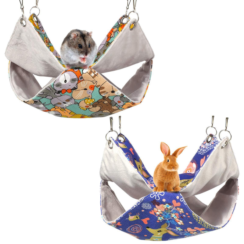 2 Pieces Small Animal Hanging Hammock Guinea Pig Hammock Toy Small Pet Swinging Bed Ferret Sleep Nap Sack Cage for Flying Squirrel Ferret Rat Hamster Parrot Rat Guinea Pig Mice Chinchilla - PawsPlanet Australia