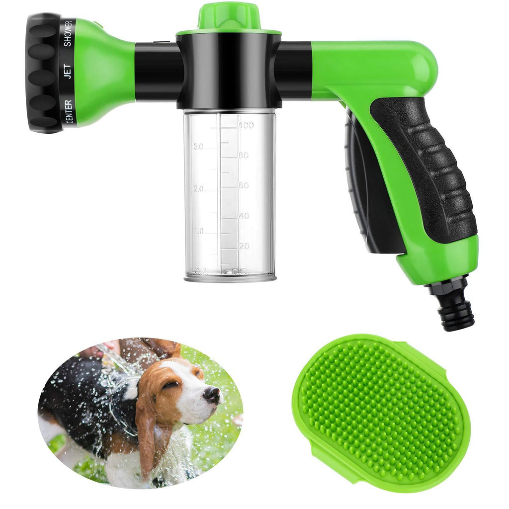 2 Pieces Pet Bathing Tool Set Include Livestock Foamer and Dog Rubber Comb, Spray Livestock Foamer Wash Foam Sprayer, Pet Bath Brush Rubber Dog Comb for Pets Showering (Green) - PawsPlanet Australia