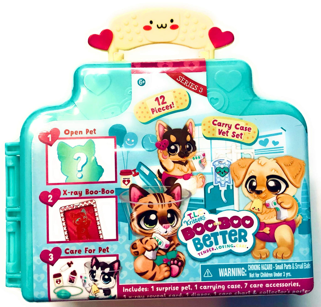 T.L.C. Kritters Boo Boo Better Mystery Vet Carry Case Series 3 - 12 Pieces Pet, Case, Accessories, X-Ray Card, Diaper + More!! - PawsPlanet Australia