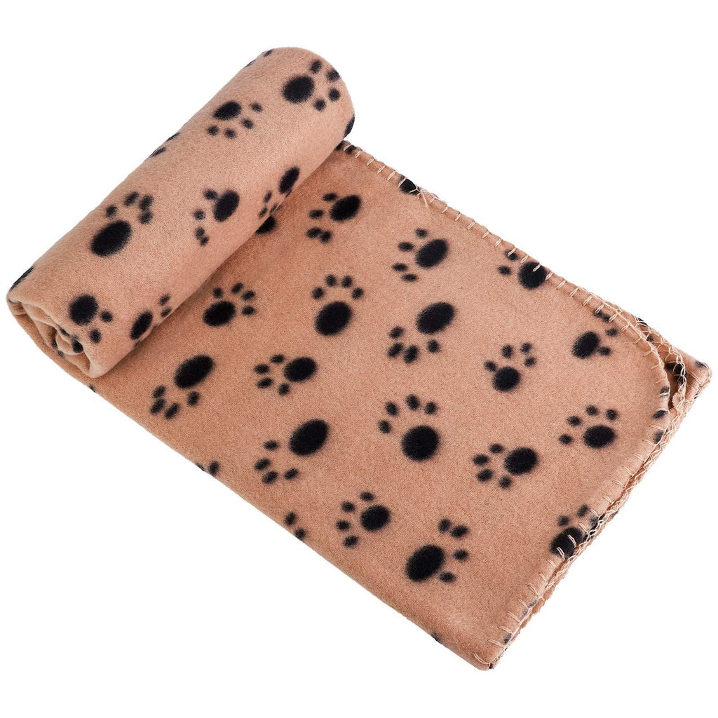 Aodaer 1 Piece Pet Blankets Dog Cat Bunny Small Animals Blanket Comfortable Warm Sleep Mat with Paw Print for Beds, Floors, Cars 70 x 100 cm Beige - PawsPlanet Australia