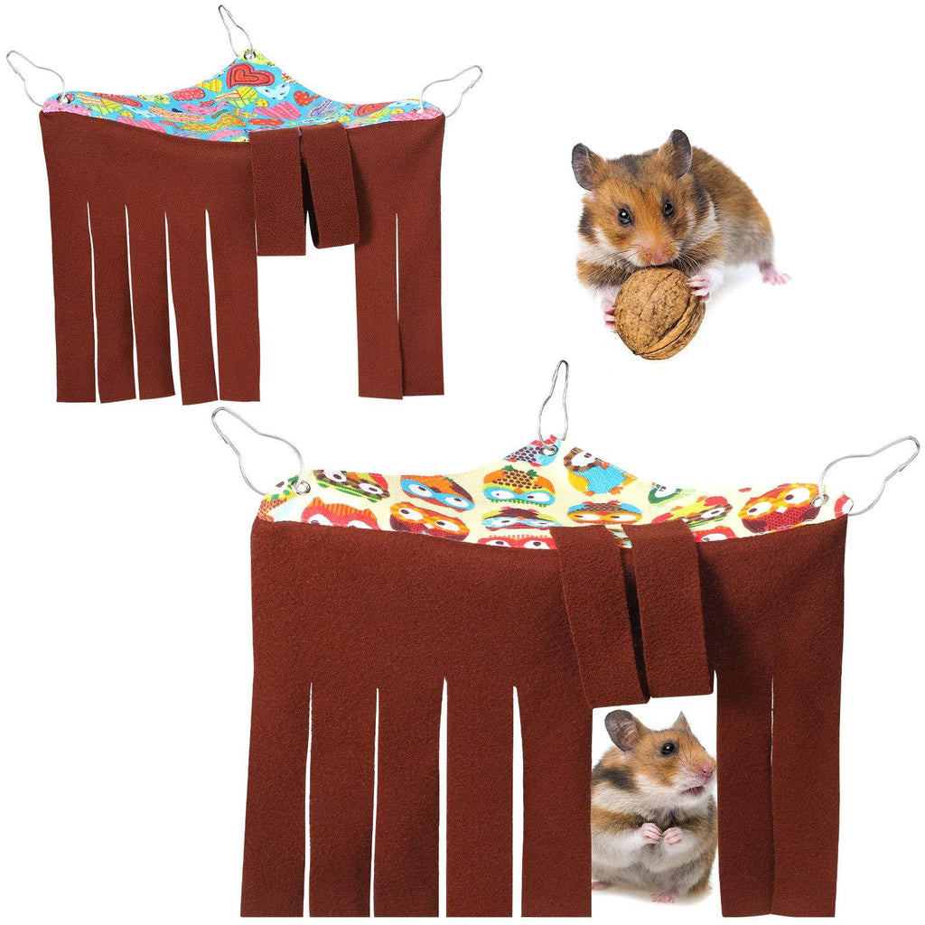 2 Pieces Corner Hideout for Guinea Pigs Forest Hideaway Peekaboo Pet Cage Accessories Funny Habitat Tent Hammock with 3 Hooks and Curtain Sides for Small Animals Hamster Ferret Mice Chinchilla - PawsPlanet Australia