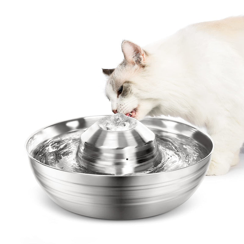 Cat Water Fountain Stainless Steel,2L/67oz Multi-Pet Fountain with Ultra-Quiet Pump&Dishwasher Safe Design,360°Dog Water Fountain,Cat Automatic Water dispenser with 3 Replacement Filters for Cats Dogs - PawsPlanet Australia