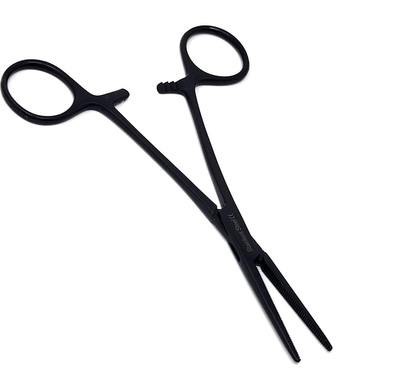 Dog Pet Ear / Nose Hair Puller Grooming Hemostat Locking Forceps Pliers, 5.5" (14cm), Straight (Black) Black - PawsPlanet Australia