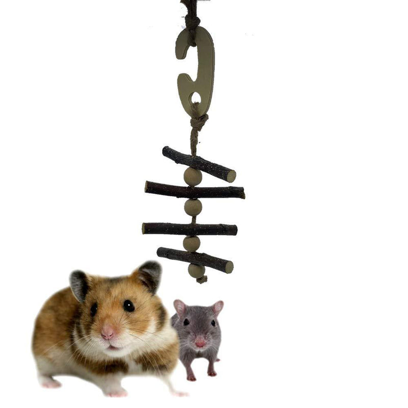 Pet Small Animal Accessories Wooden Hanging Chew Charm Toy Mouse Hamster Rat Gerbil Chinchilla Reptile Chew Toys - PawsPlanet Australia