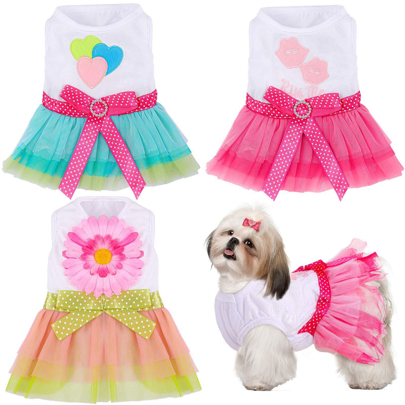 3 Pieces Dog Dress Pet Princess Dress Dog Tutu Dress Cute Pet Skirt Heart and Lip Printed Puppy Dress for Small and Medium Pets Dogs (S Size) S Size - PawsPlanet Australia