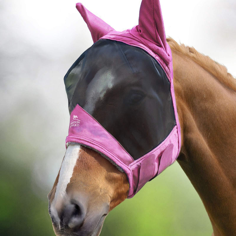 Harrison Howard CareMaster Pro Luminous Horse Fly Mask Standard with Ears UV Protection for Horse-Light Pink(M; Cob) Cob (Medium) Light Pink - PawsPlanet Australia