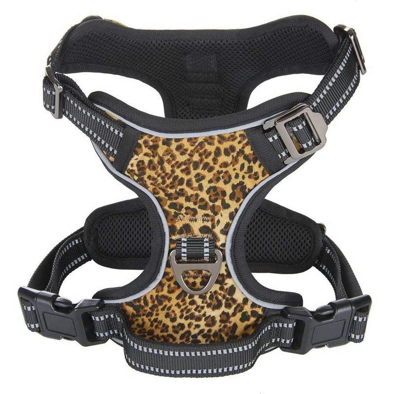 Petiry No Pull Dog Harness with Easy Control Handle and 2 Leash Clips, Fancy Leopard,Adjustable and Durable with Mesh Padded Reflective Vest Harness for Puppy Medium Dogs(Neck:18-22";Chest:22-29") Medium:(Neck:18-22";Chest:22-29") - PawsPlanet Australia