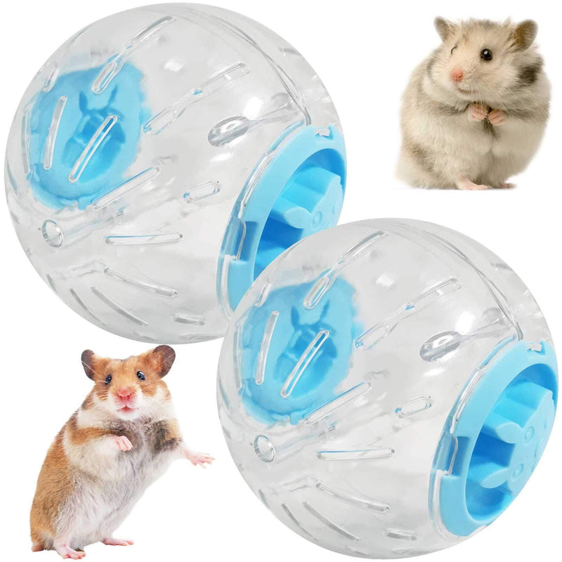 kathson Silent Hamster Ball Mini Running Activity Exercise Toys Small Animals Transparent Ball Cage Accessories Dog Special Toy for Dwarf Hamster Mice 2 Pack Blue - PawsPlanet Australia