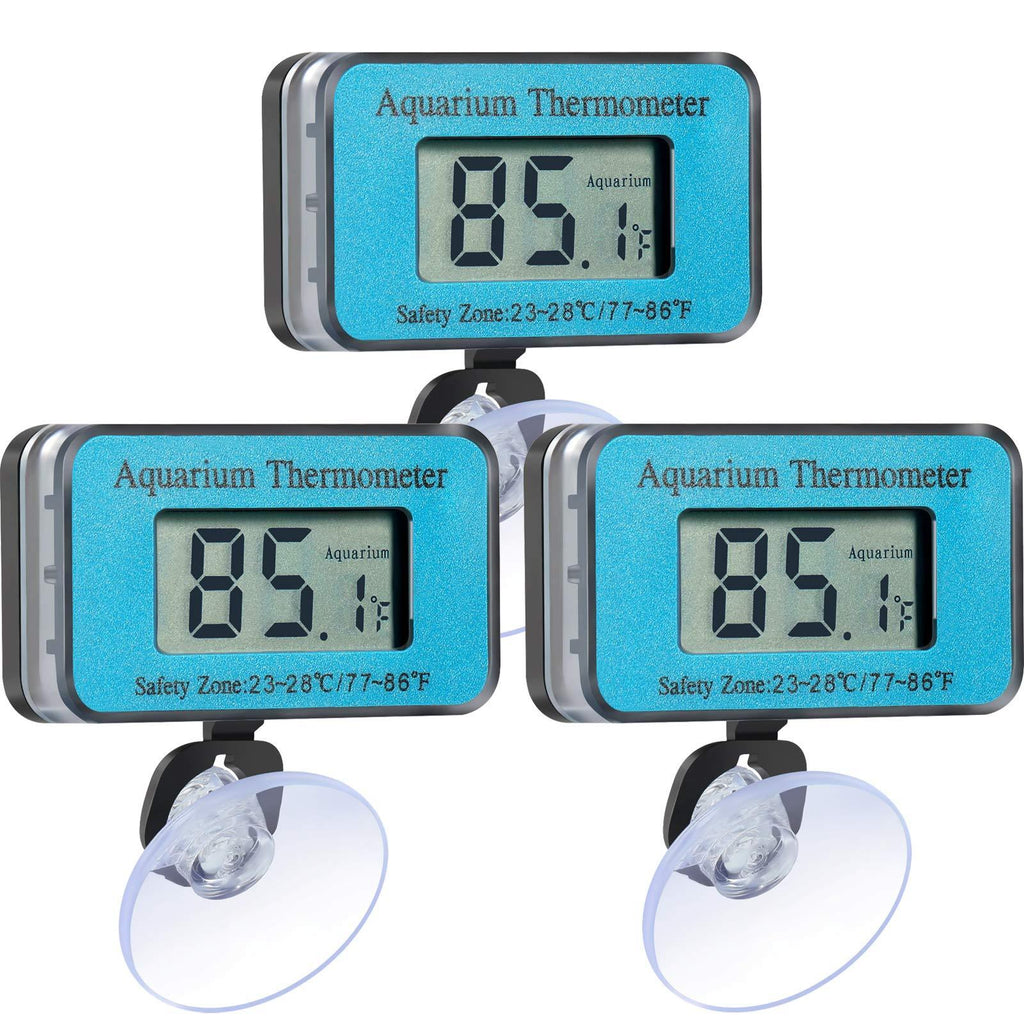 3 Pieces Aquarium Thermometer with Suction Cup LCD Digital Waterproof Thermometer for Fish Tank Aquarium Amphibians and Reptiles Terrarium Fahrenheit Display - PawsPlanet Australia