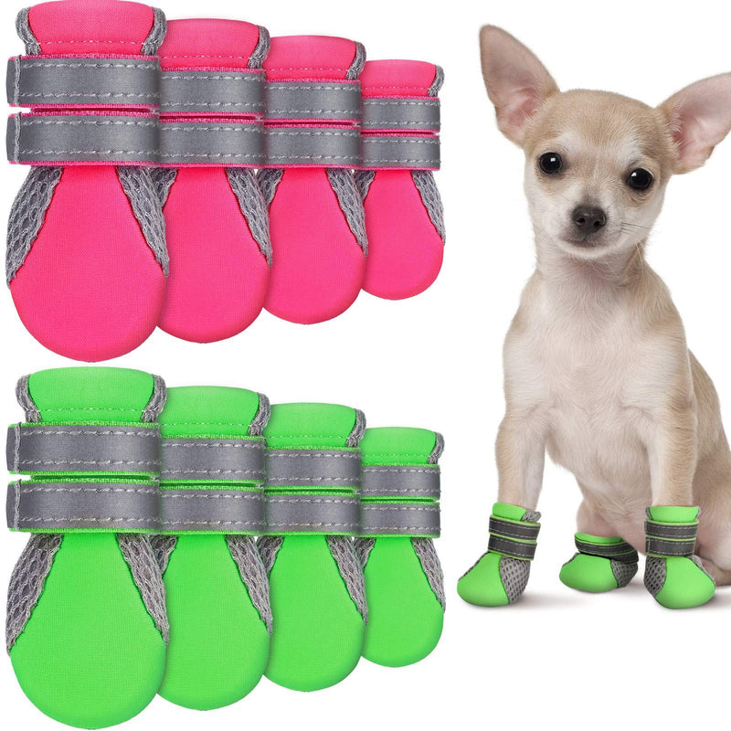 Weewooday 8 Pieces Nonslip Dog Mesh Boots Reflective Puppy Shoes Breathable Soft Sole Dog Paw Protectors, Adjustable Anti-Slip Outdoor Pet Boots for Small and Medium Pets S Size - PawsPlanet Australia