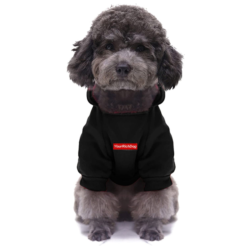 Yourrichdog Dog Hoodie, Trendy and Warm Dog Hoodies for Small and Large Sized Dogs, Premium Quality Dog Sweaters for Indoor and Use Outdoor (Black, S) Black - PawsPlanet Australia