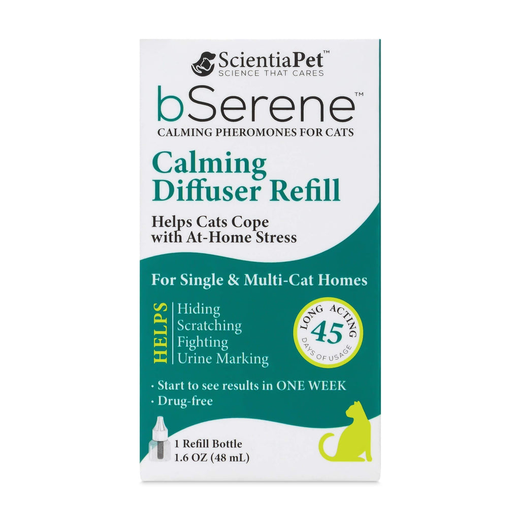 bSerene Pheromone Calming Solution for Cats| Plug-in Diffuser Kit and Refill |Helps Reduce Hiding, Scratching, Stress, Anxiety | for Single/Multicat Homes| 45 Days of Constant Comfort Per Refill - PawsPlanet Australia