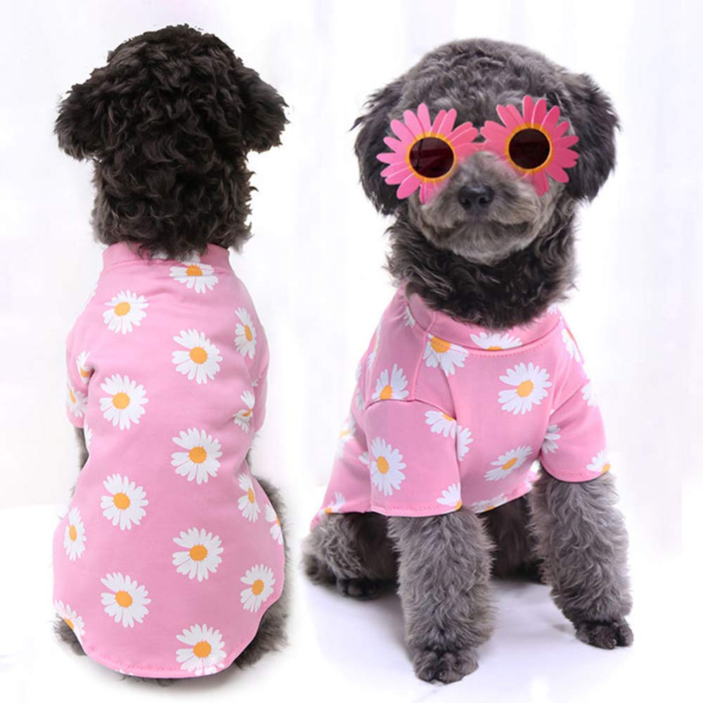 WEYATO Dog Shirts Flowers Summer Cool Beach Shirts Comfy Stylish Breathable Puppy T-Shirts Cotton Vest Clothes for Dogs and Cats Pet Apparel Design Adorable Casual Cozy Dog Shirt Small Pink - PawsPlanet Australia