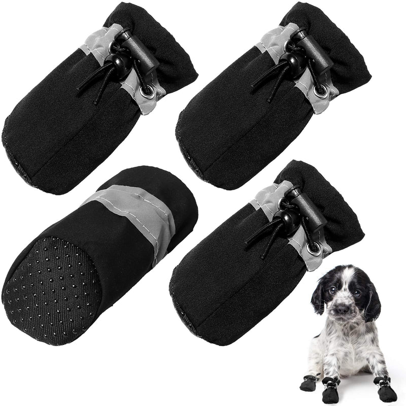 CALHNNA Dog Boots Anti-Slip Dog Shoes for Small Medium Dogs Summer Paw Protector with Reflective Straps 4PCS size 3: 1.37"(Width) Black - PawsPlanet Australia